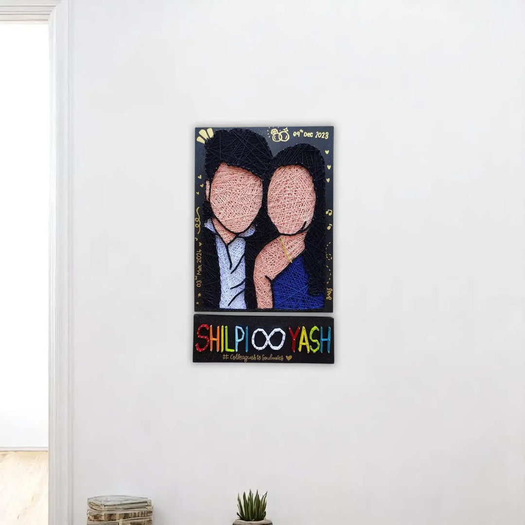 Photo Personalized Handmade String Art Engagement Theme MDF Wood Name Plate