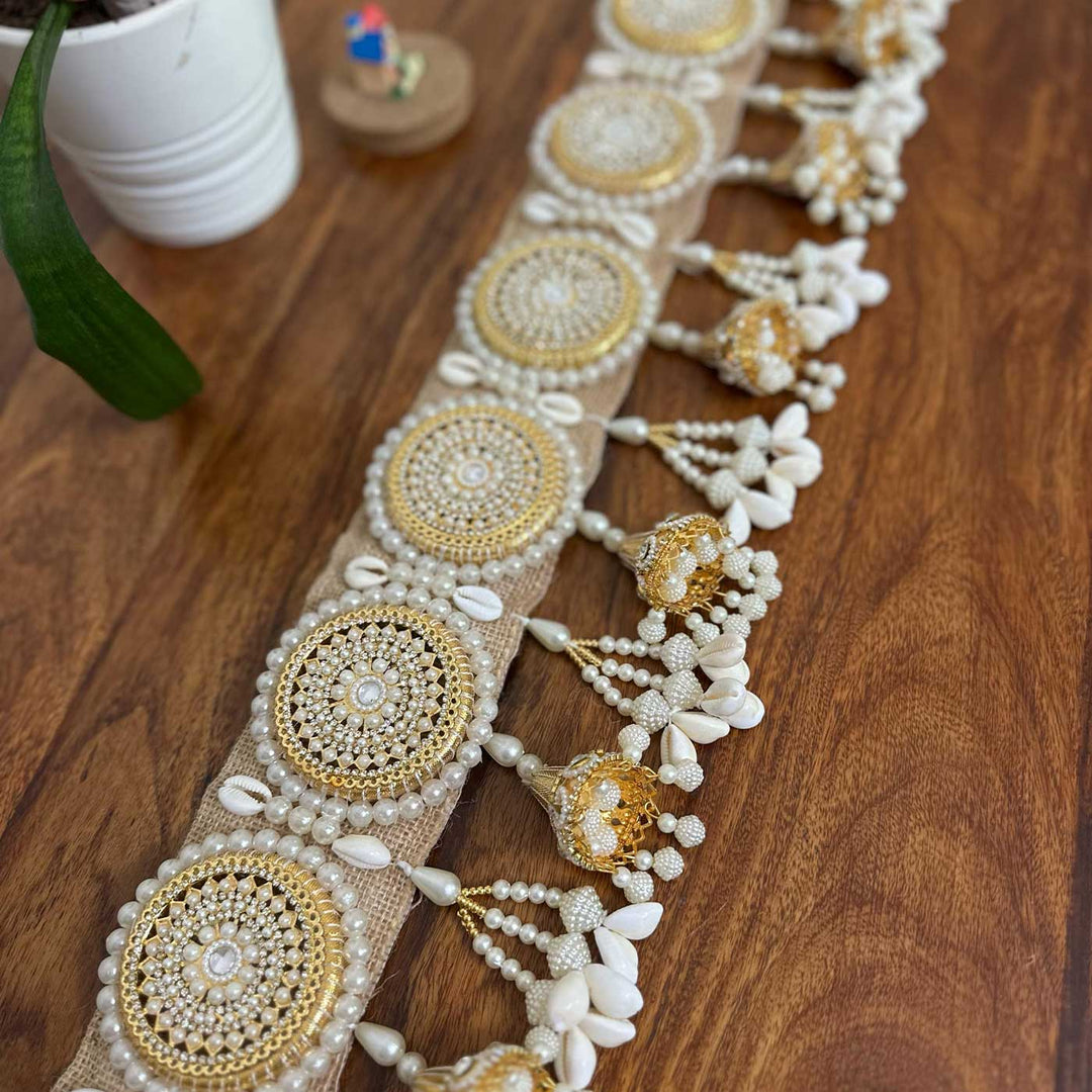 40 In | Handmade Beaded Pearl Design Jute Toran