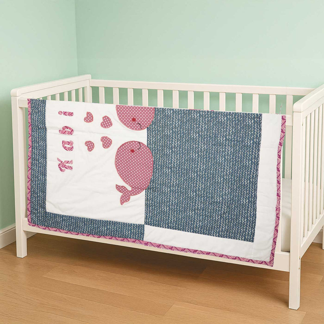 Personalized Whale Theme Cotton Quilt For Kids
