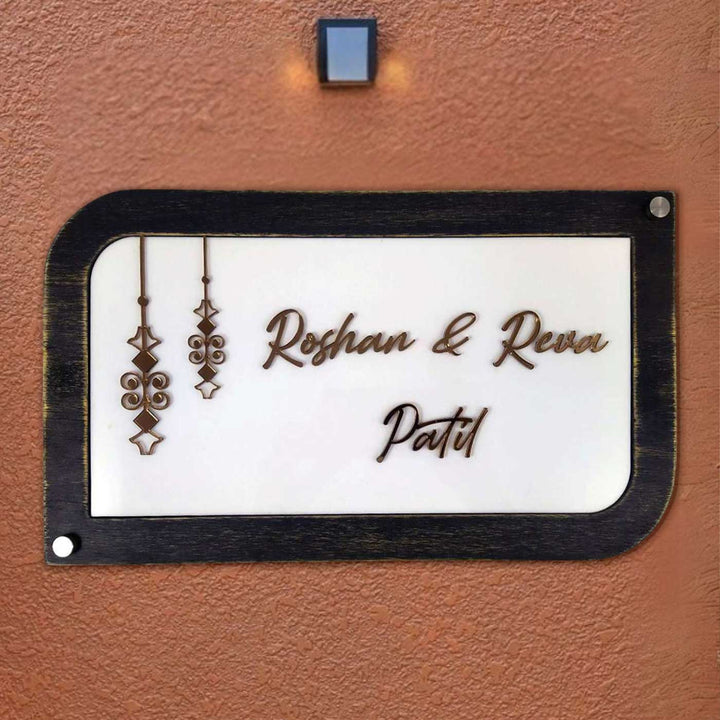 Personalized Minimalist Acrylic Name Plate 1 - Mounted on Wall with Lighting