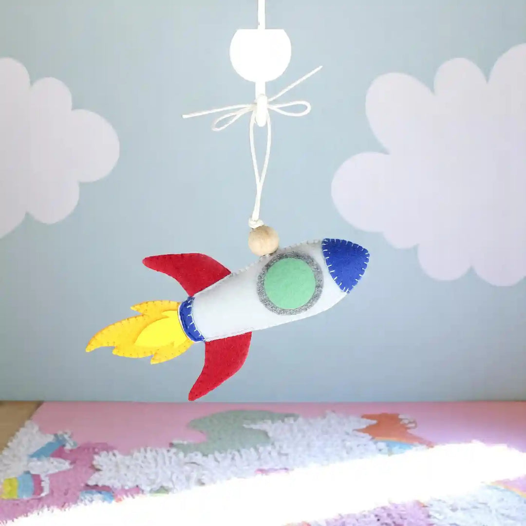 Handmade Rocket Felt Hanging For Kids