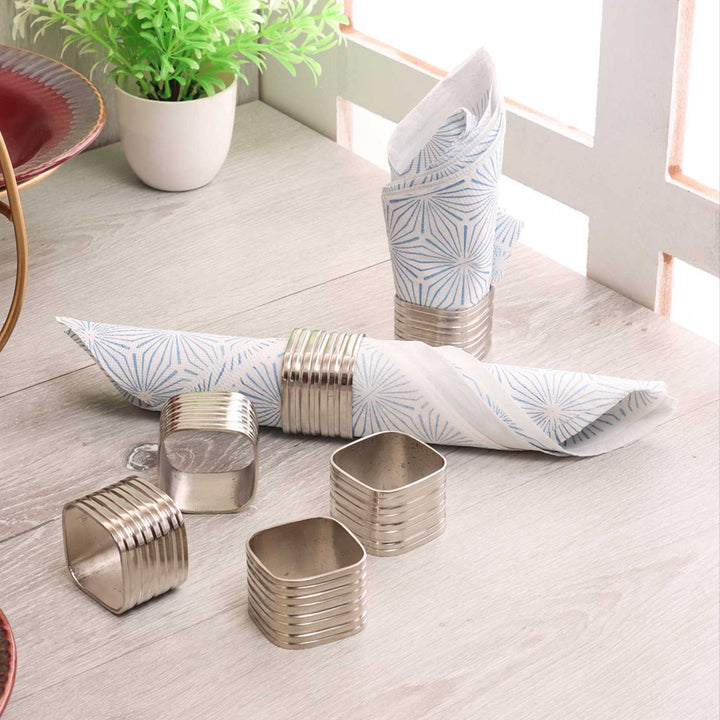 Handmade Silver Square Napkin Rings | Set Of 6