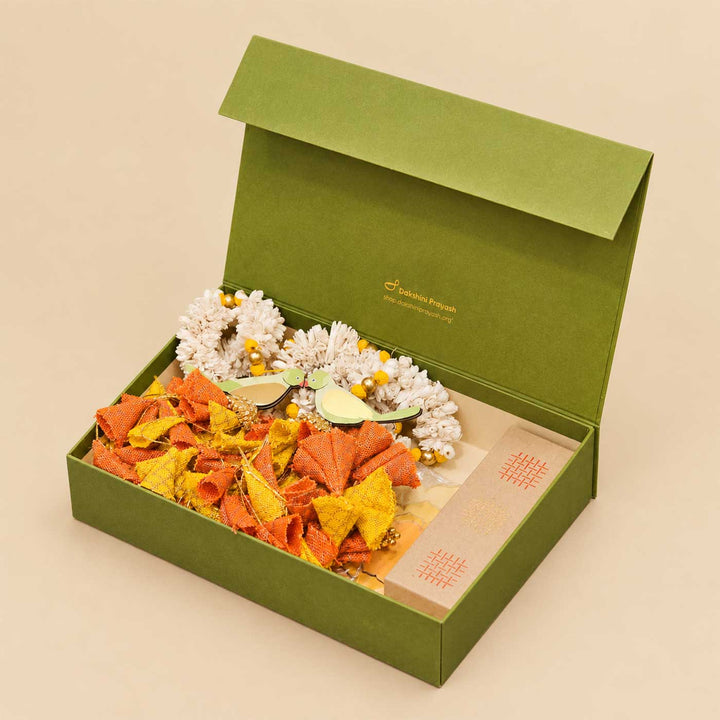 Orange Parandi Diwali Home Décor Gift Hamper With LED Strings For Festive Gifting