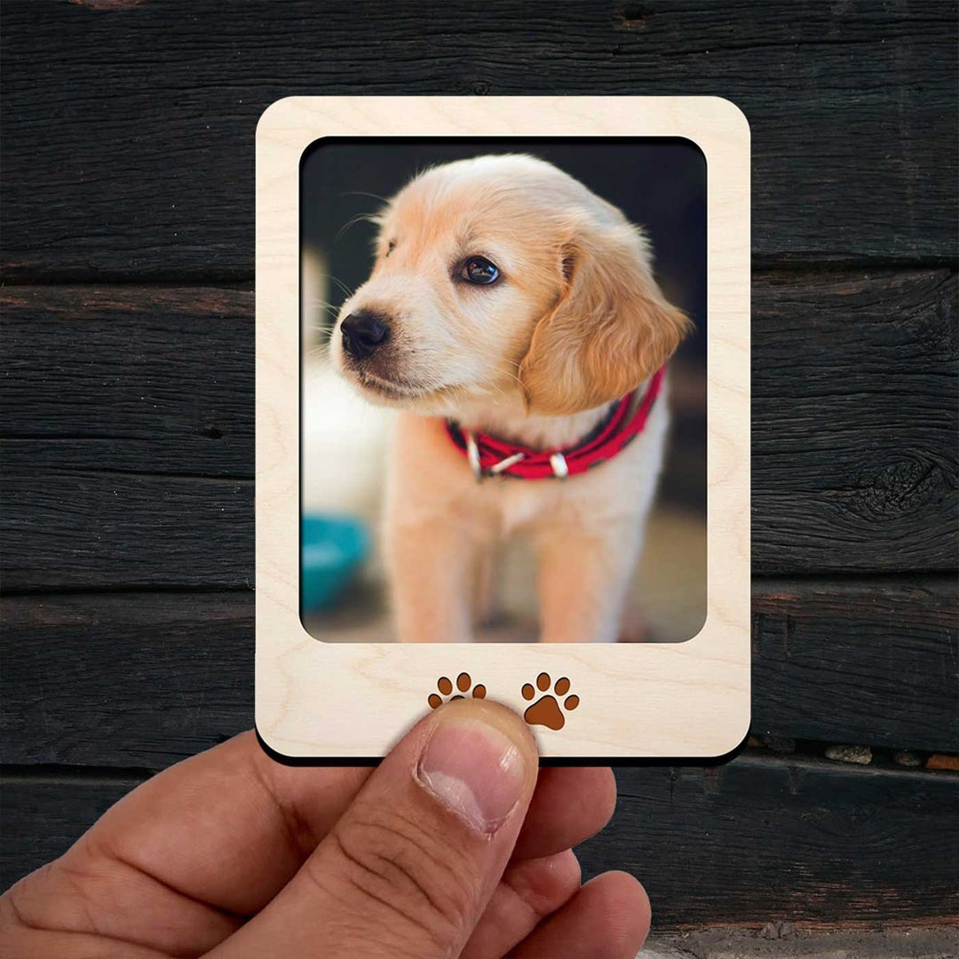 Photo Personalized Printed Pet Paws Theme Wooden Fridge Magnet