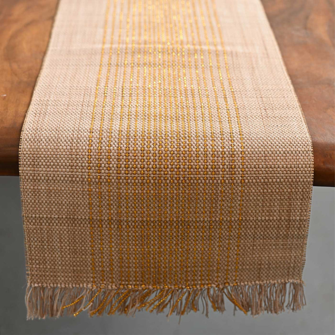Hand Woven Vertical Striped Madhurkati Table Runner