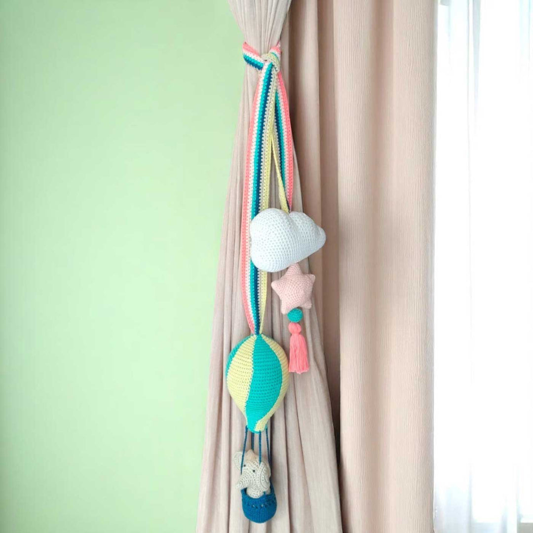 Handmade Crochet Hot Air Ballon Curtain Tie for Newborns