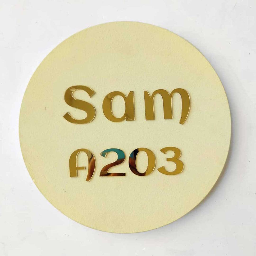 Personalized Minimal Ivory Mdf Wood Name Plate - Name Personalization Example Front View