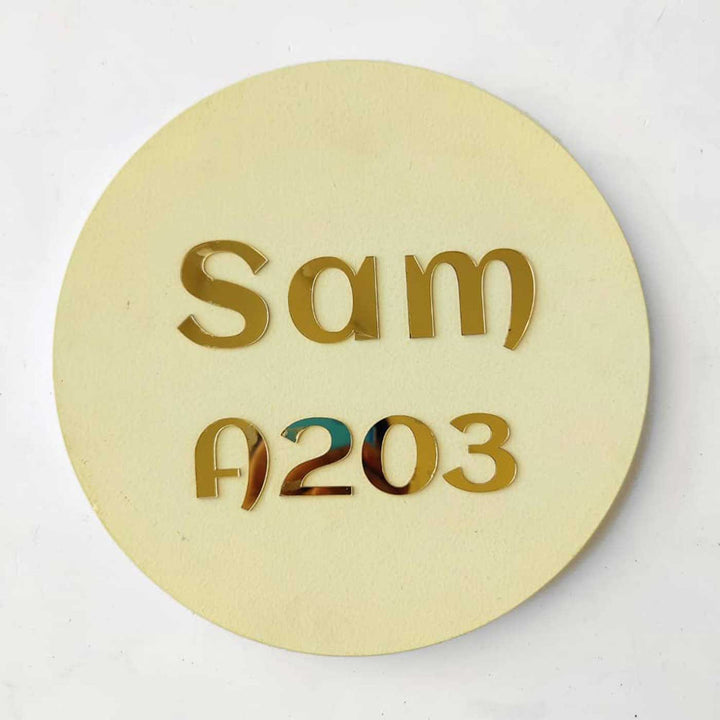 Personalized Minimal Ivory Mdf Wood Name Plate - Name Personalization Example Front View