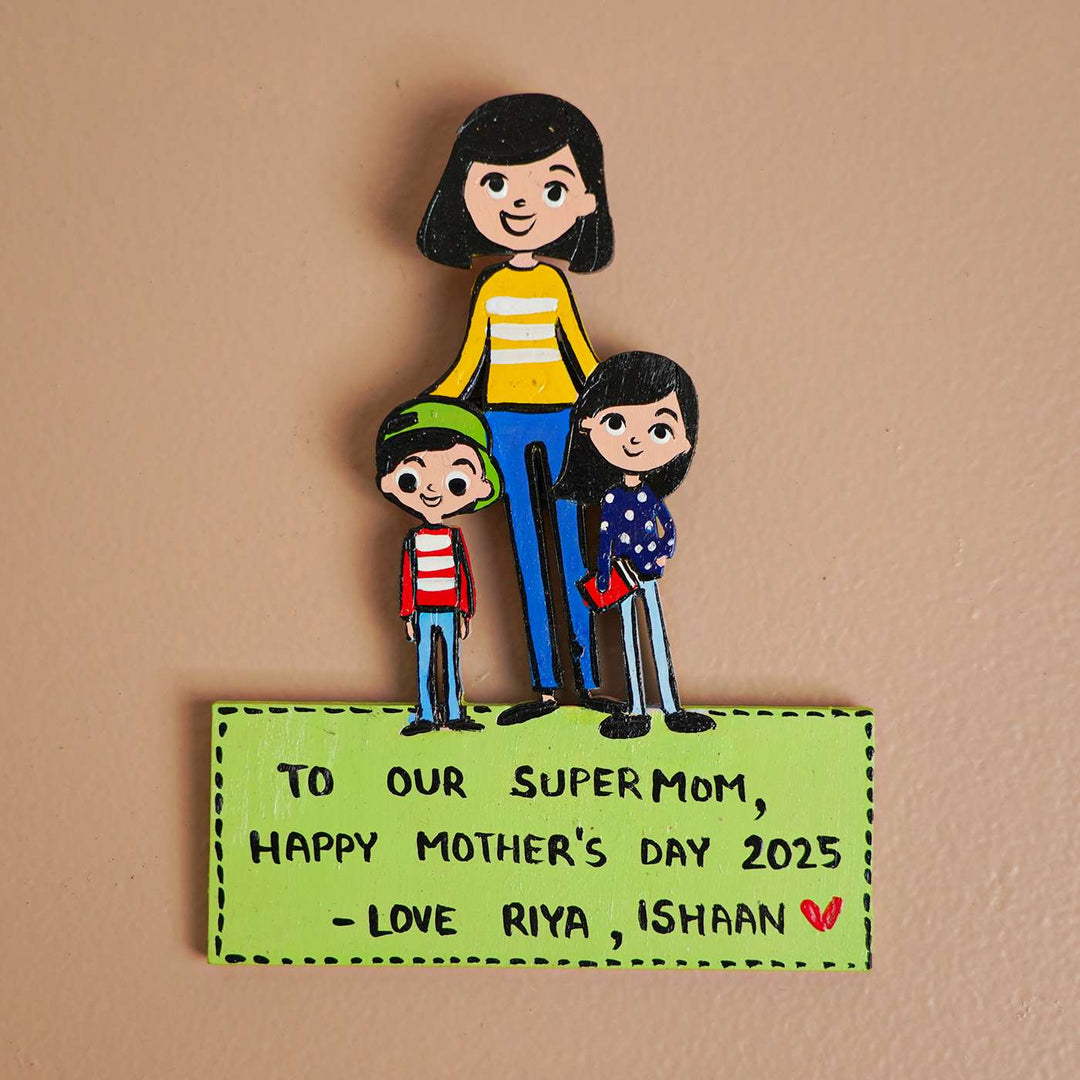 Personalized Caricature Cutout MDF Wood Fridge Magnet For Mothers