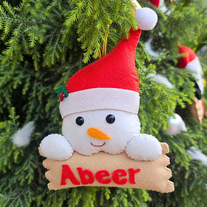 Personalized Snowman Felt Ornament For Christmas Tree Decoration
