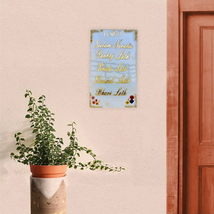 Personalized White Floral Resin Name Plate
