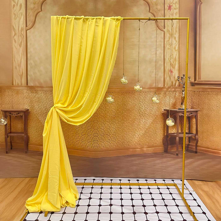 Reusable Butter Yellow Crepe Backdrop Drape, Ready-to-Hang For Haldi & Pooja Decor