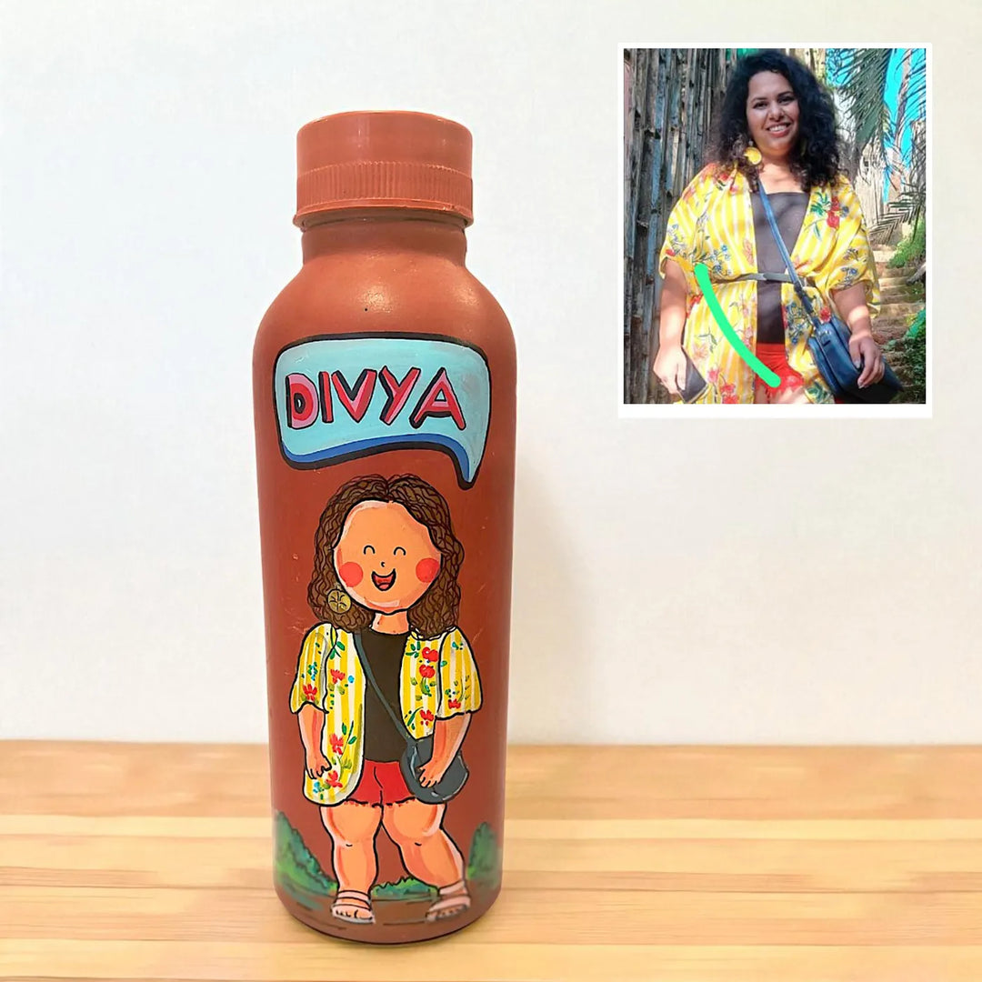 Photo Personalized Hand-Painted Terracotta Bottle