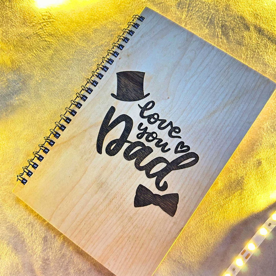 Personalized "Love You Dad" Wooden Journal For Fathers | 100 Pages