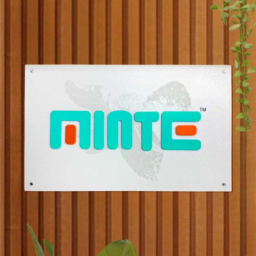 Personalized Minimalist Acrylic Name Plate - Mounted on Wood Panel Wall