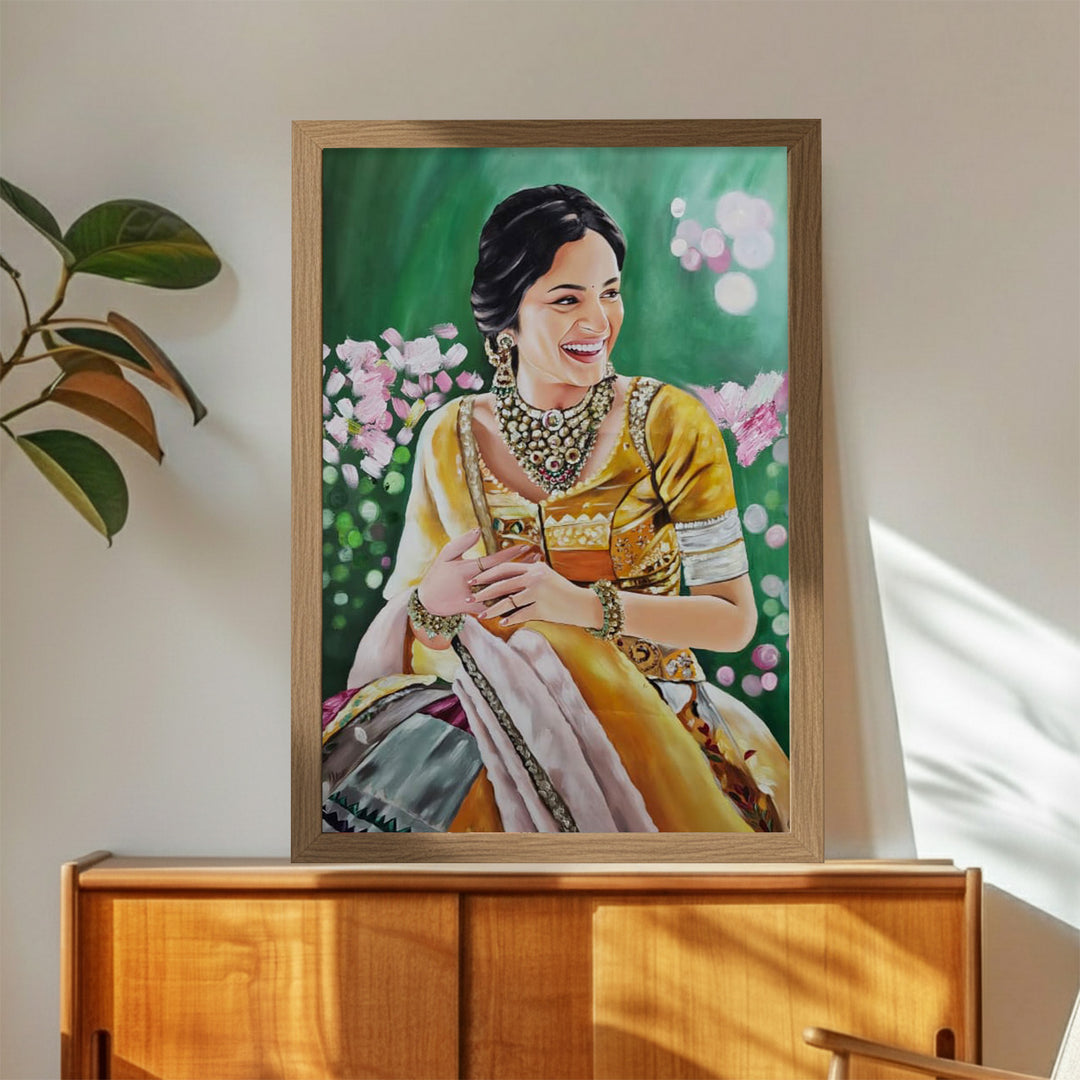 Photo Personalized Hand Painted Portrait With Premium Wooden Frame