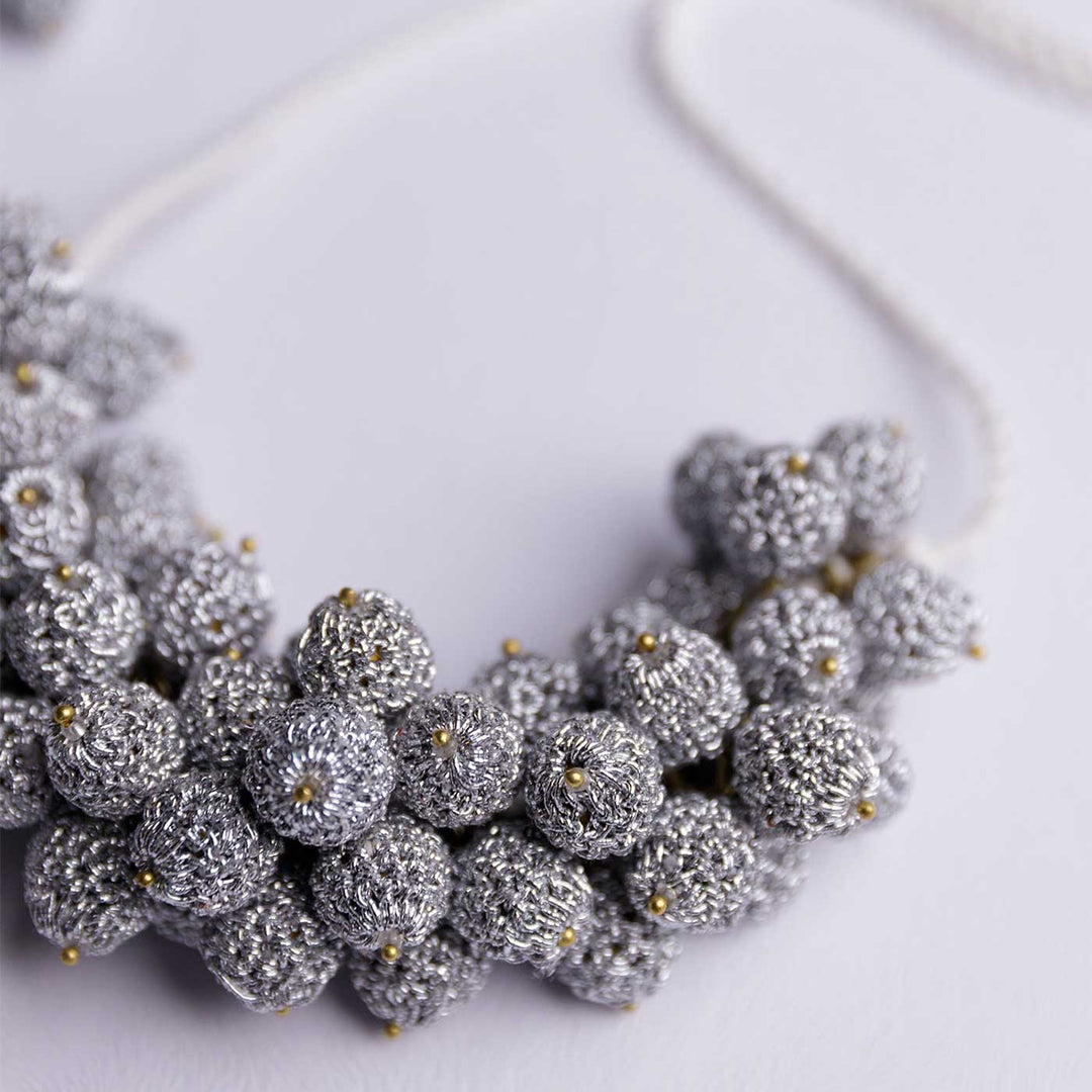 Handmade Crochet Silver Devi Necklace