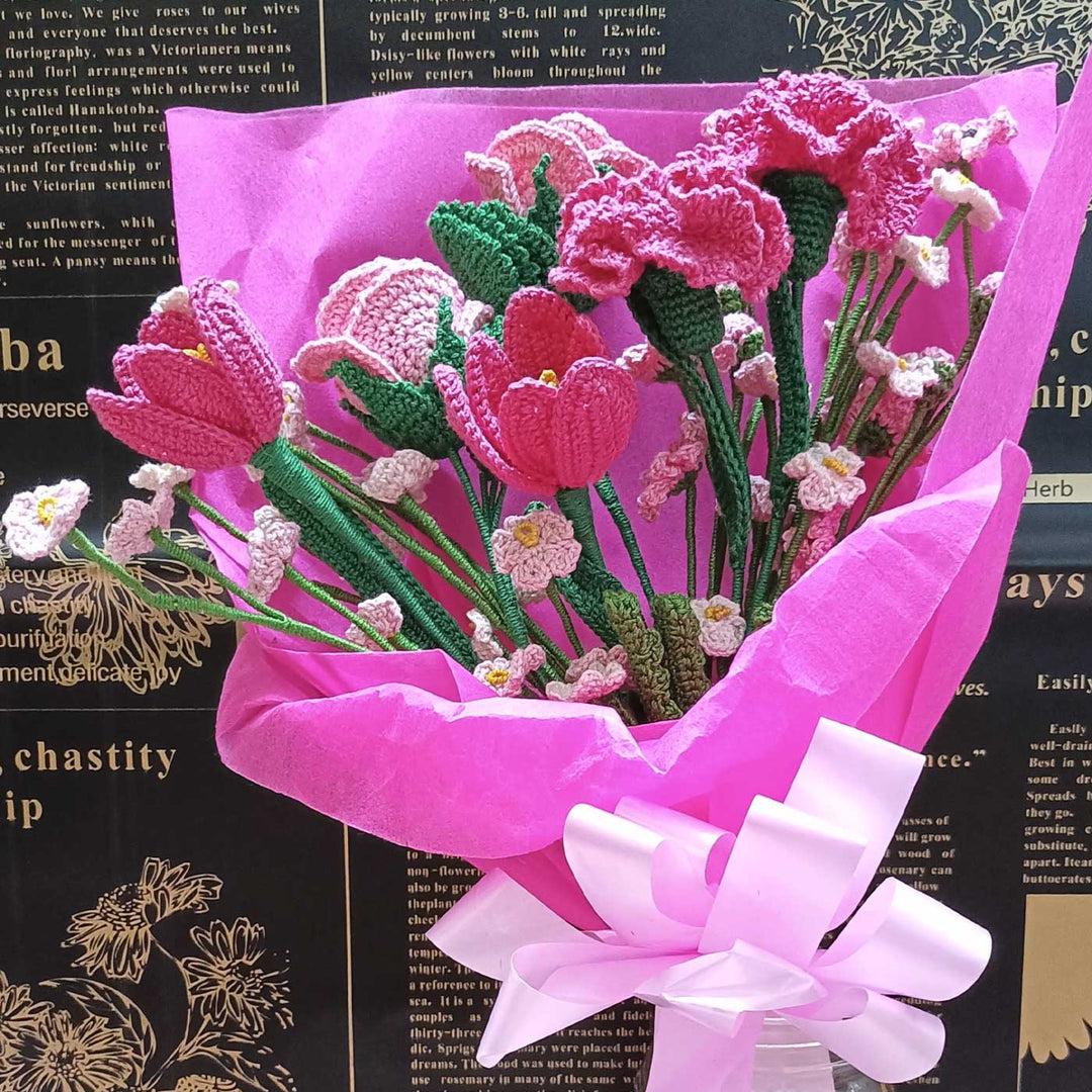 Handmade Crochet Colourful Cotton Flower Bouquet