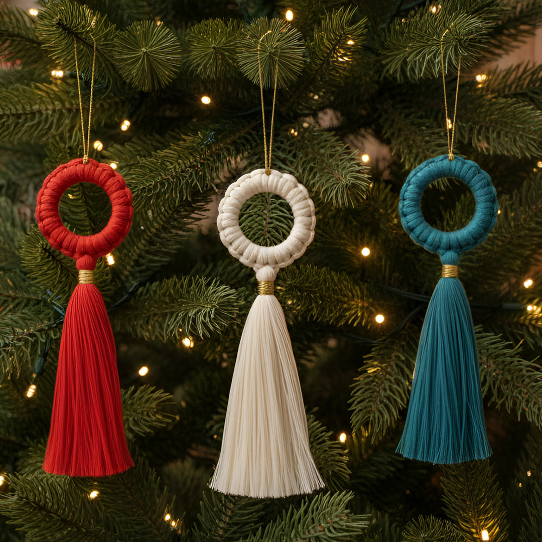 3 Pc | Handmade Macrame Ornaments For Christmas Decoration