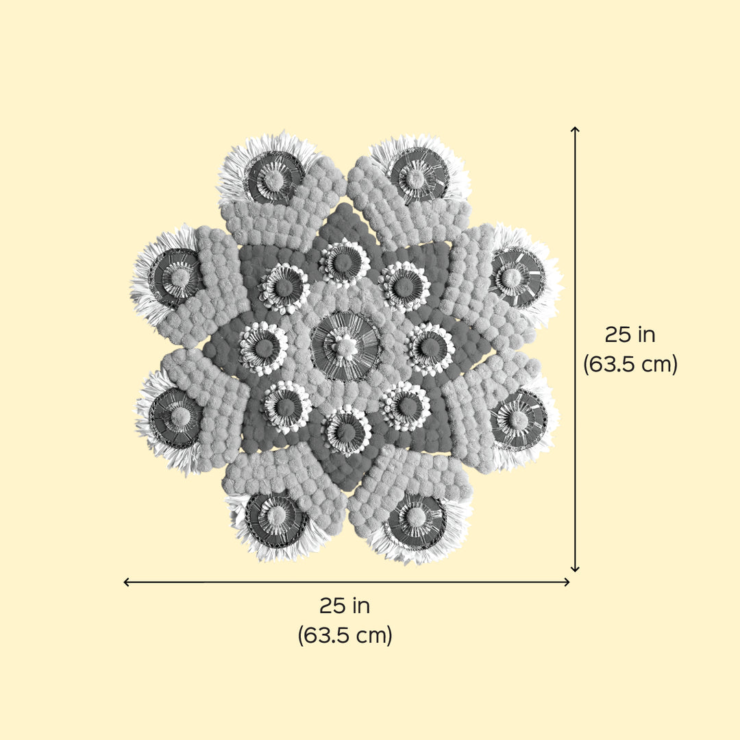 Reusable Pink & Yellow Floral Rangoli | 1 Center Piece And 8 Side Piece