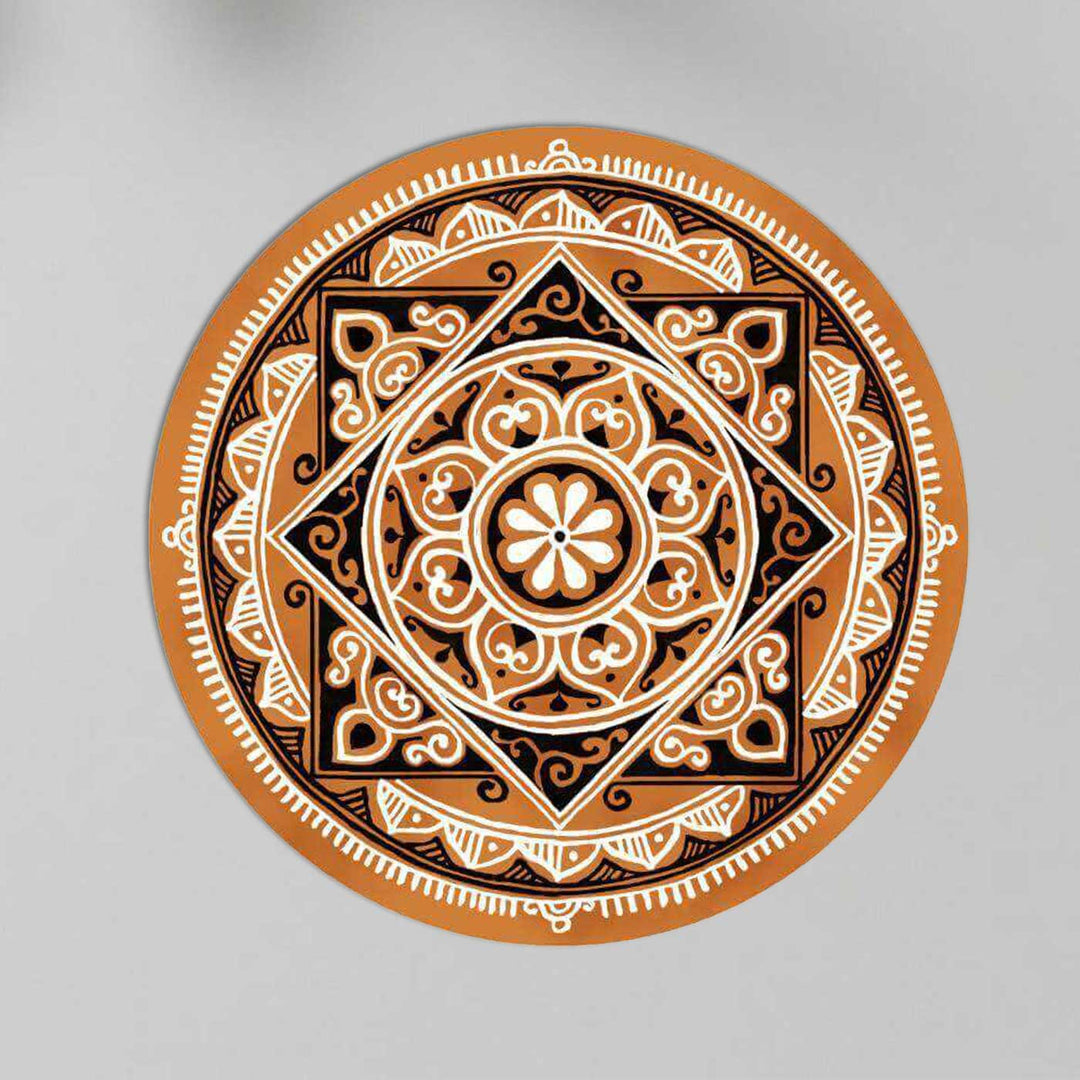 2 Ft Foldable Fabric Reusable Rangoli Mat | Handmade Vyana Circle Kolam | Canvas, Anti-skid, Water-resistant
