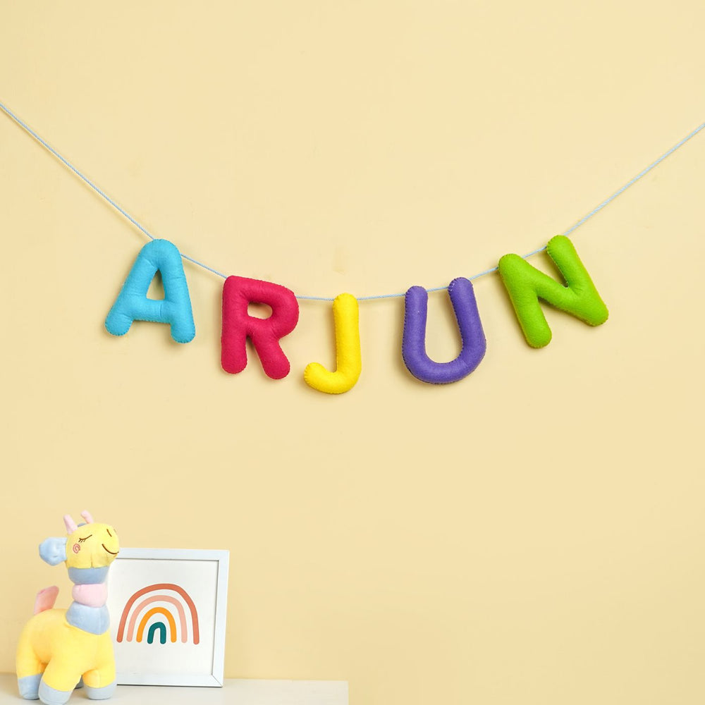 Handmade Personalized Felt Kids Bunting - Name Personalization Example Hanging on String