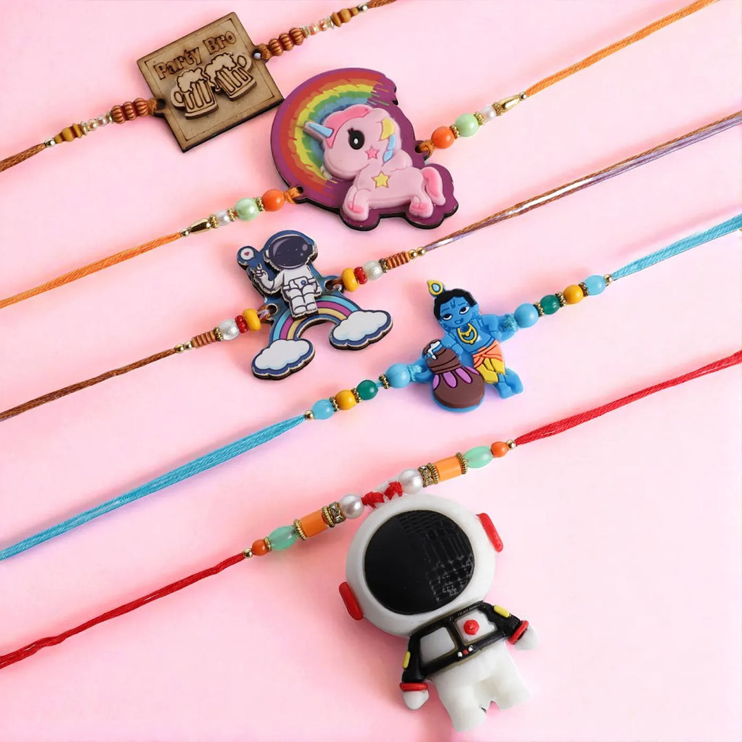 Handmade Cute Rakhi With Roli Chawal | Set Of 5