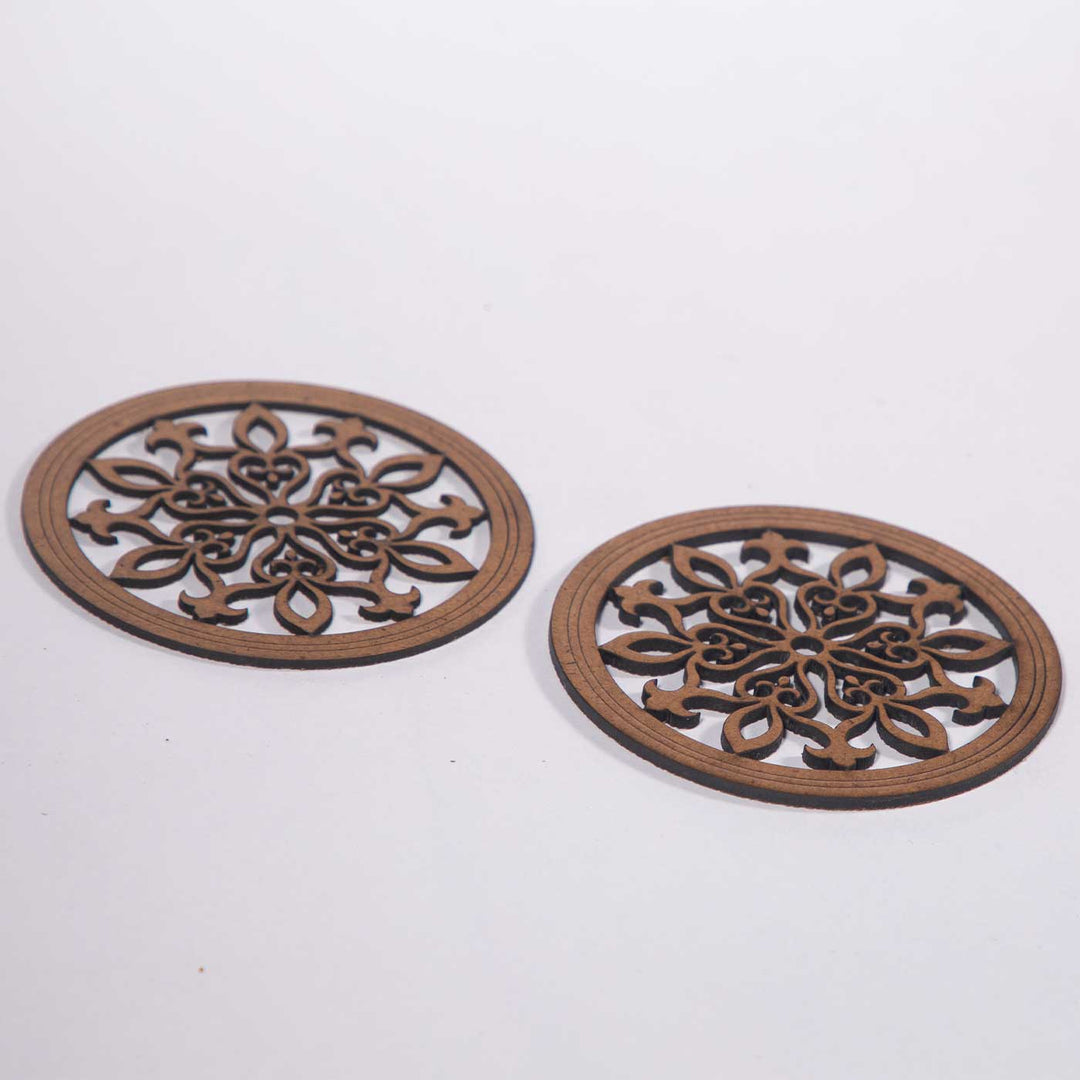 Snowflake MDF Sleek Elegant Laser Cut Coaster Set | Set Of 6