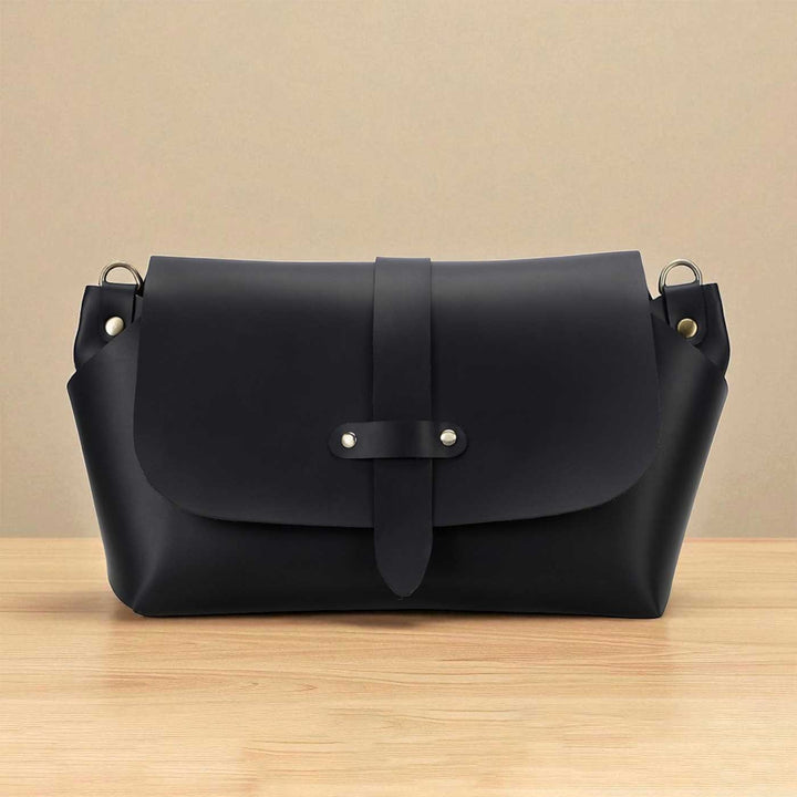 Handmade Solid Color Faux Leather Sling Bag With Changeable Premium Straps