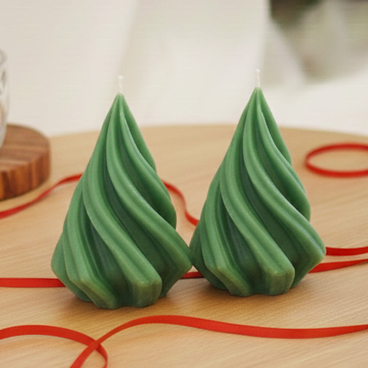 2 Pc | Handmade Swirl Tree Soy Wax Candles