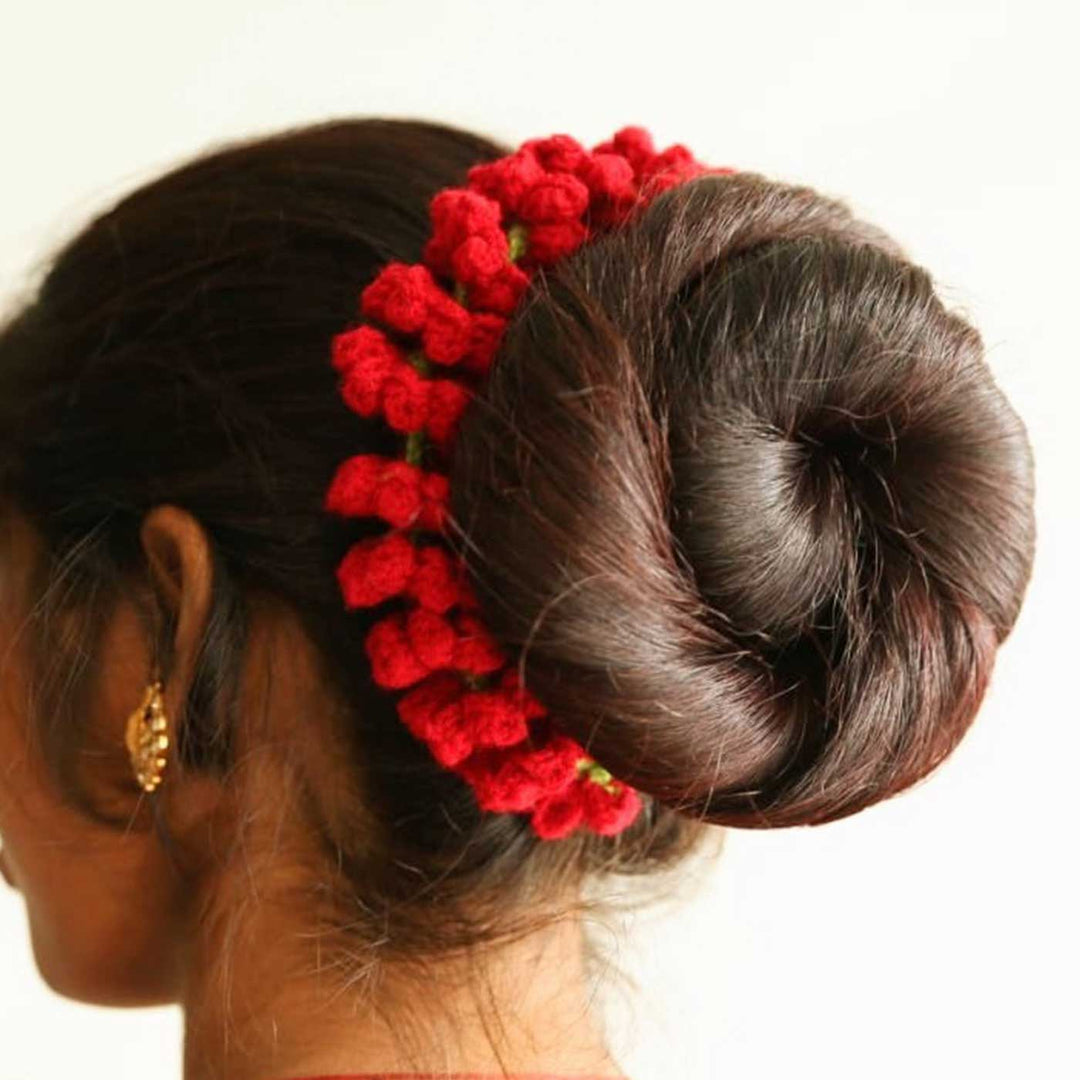 Handmade Crochet Gajra Design Acrylic Yarn Head Band