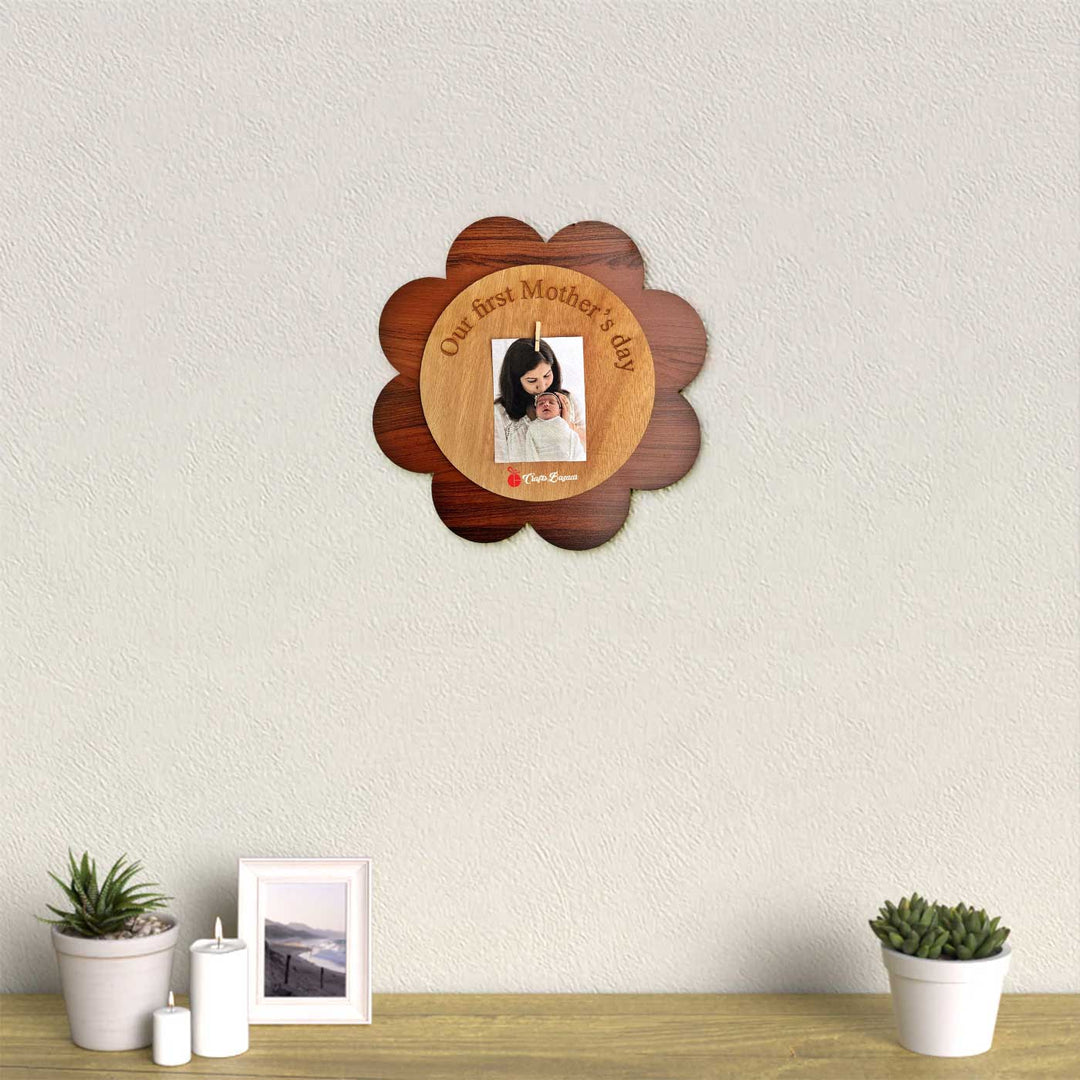 Photo Personalized Laser Cut "Our First Mother's Day" Wooden Decorative Plaque
