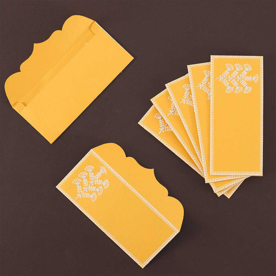 Personalized Handmade Embroidered Sarang Paper Envelopes | Set Of 10