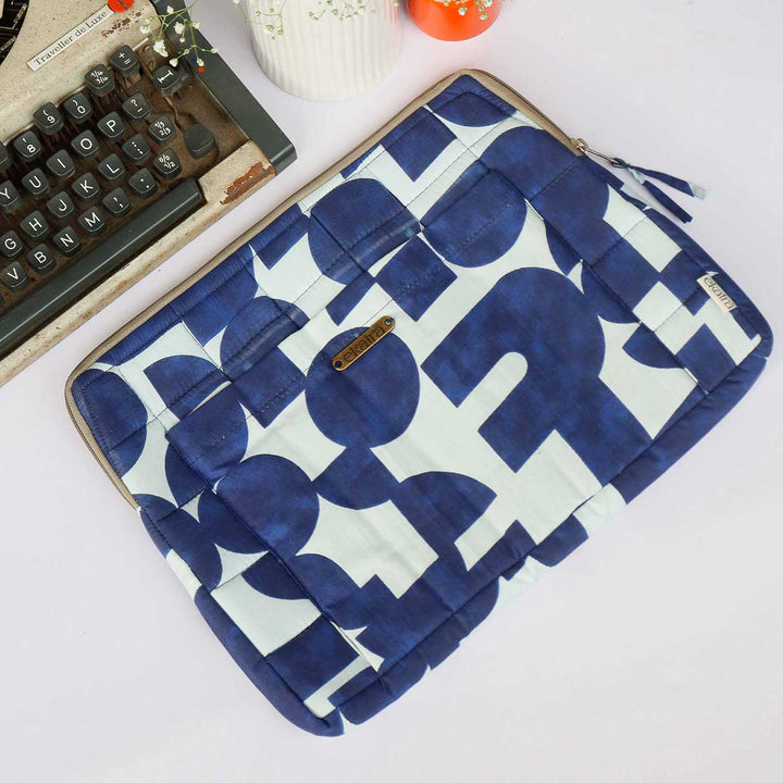 Handmade Sustainable Blue Abstract Laptop Sleeve