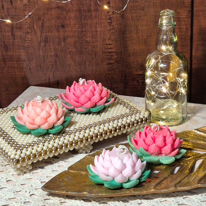 Handmade Kamal Phool Design Soy Wax Scented Candle