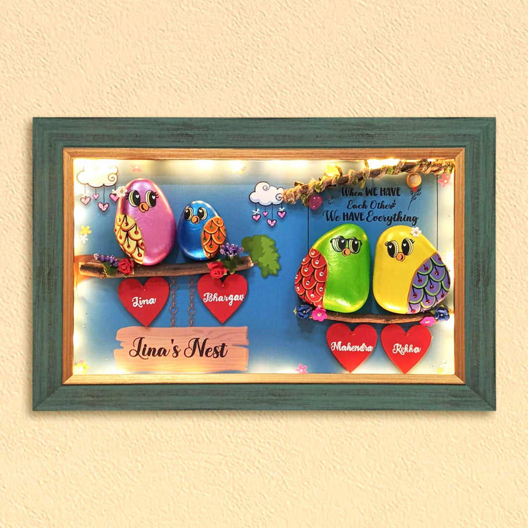 Personalized Hand-Painted Pebble Art Single Mom Owl Theme Wooden Decorative Plaque For Family