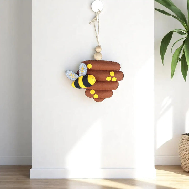 Handmade Beehive With Bee Felt Hanging For Kids