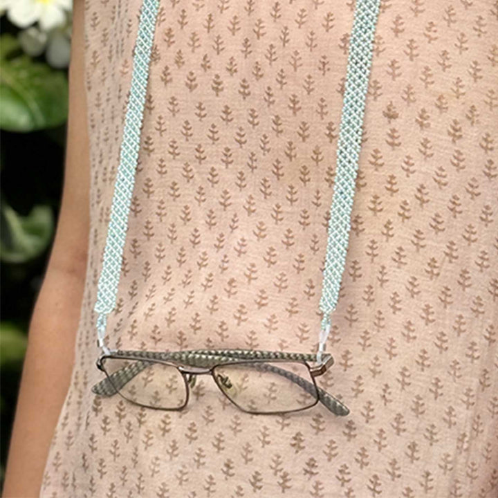 Handmade Beaded Blue & White Point Patti Spectacle / Eye Glass Chain