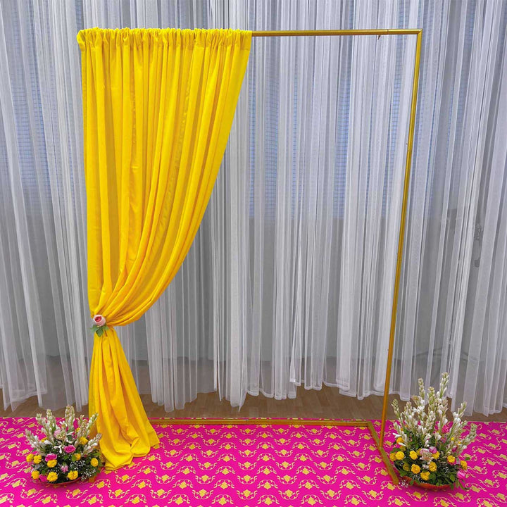 Reusable Yellow Butter Crepe Backdrop Drape, Ready-to-Hang For Haldi & Pooja Decor