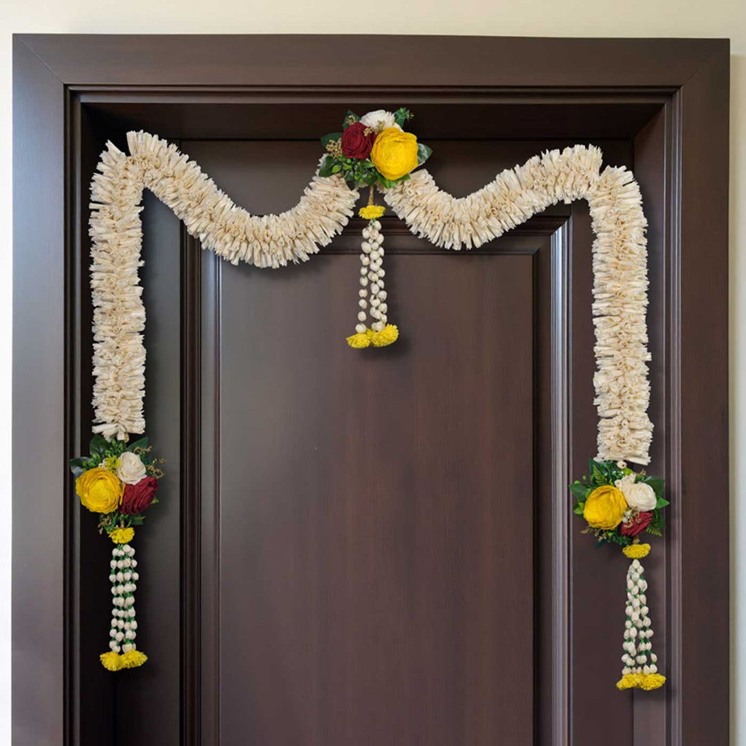 75 In | Handmade Sukanya White & Yellow Shola Flower Toran