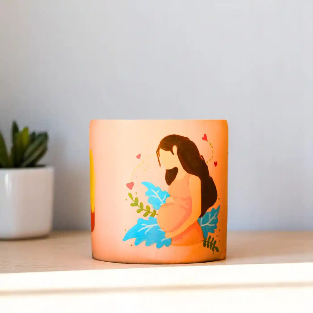 Customized Hand-Painted Pregnant Lady Terracotta Planter