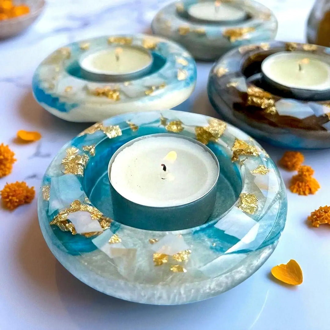 Handmade Decorative Round Resin Tealight Holder