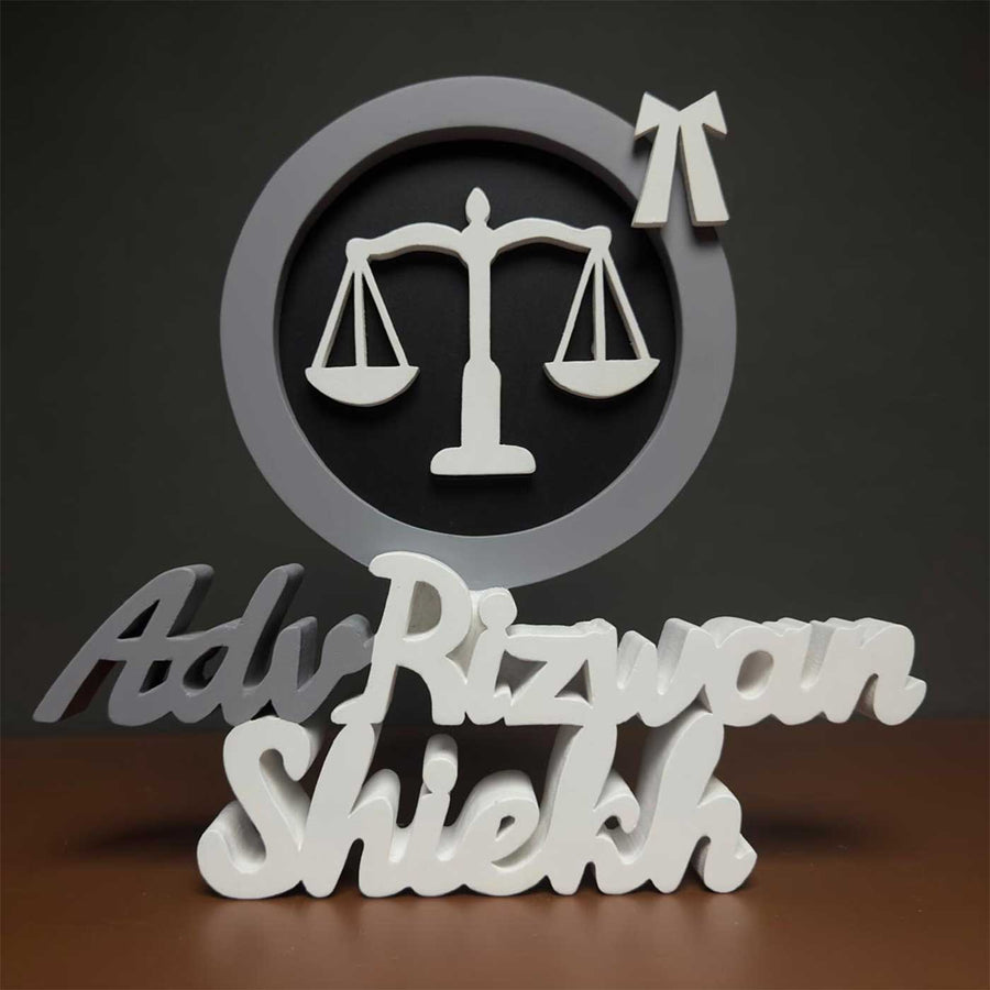 Personalized Advocate Mdf Wood Desk Name Plate - Front View with Name Personalization