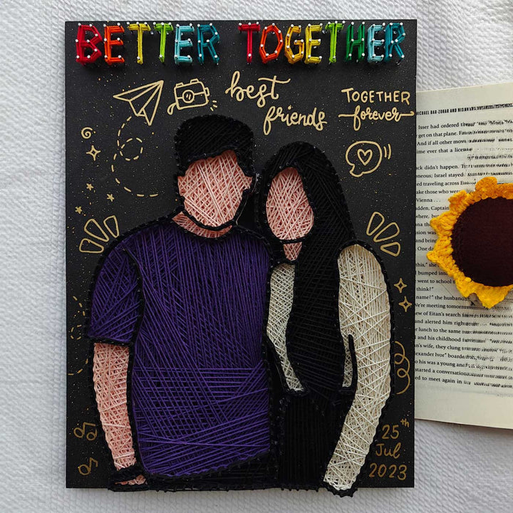 Photo Personalized Handmade String Art Best Friends Theme MDF Wood Decorative Plaque