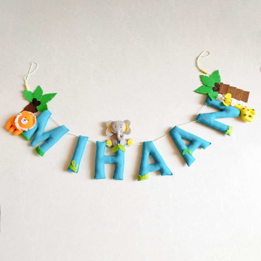 Personalized Jungle Theme Felt Bunting 1 - Hanging Name Garland Display
