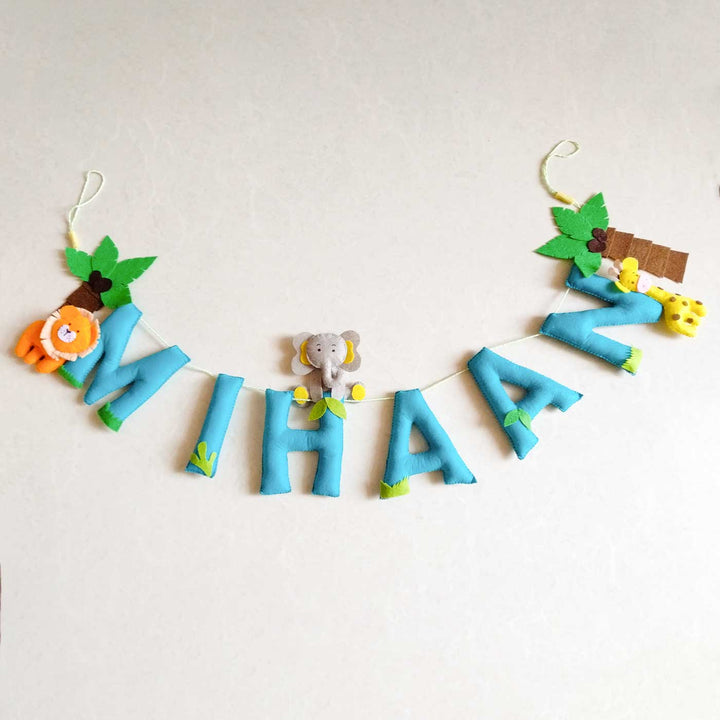Personalized Jungle Theme Felt Bunting 1 - Hanging Name Garland Display