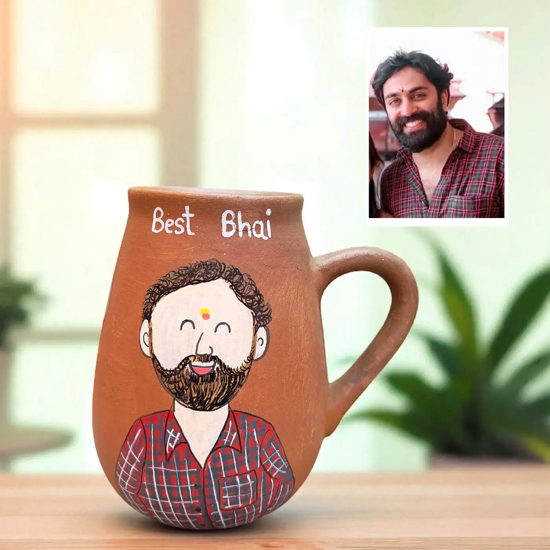 Photo Personalized Terracotta Rakhi Hamper | Includes 1 Mug, 1 Rakhi