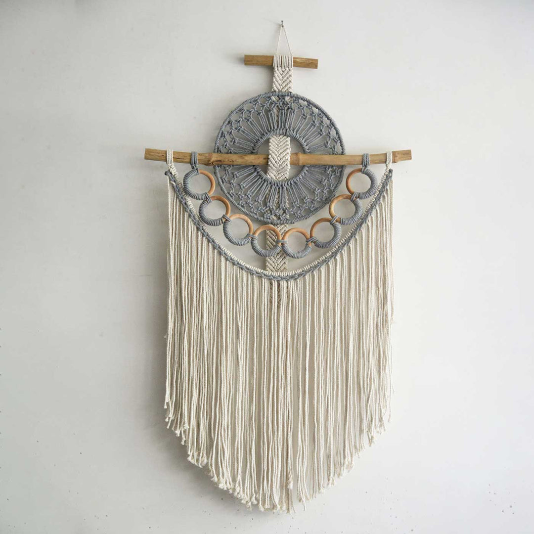 Handmade Grey Macrame Artistic Wall Decor