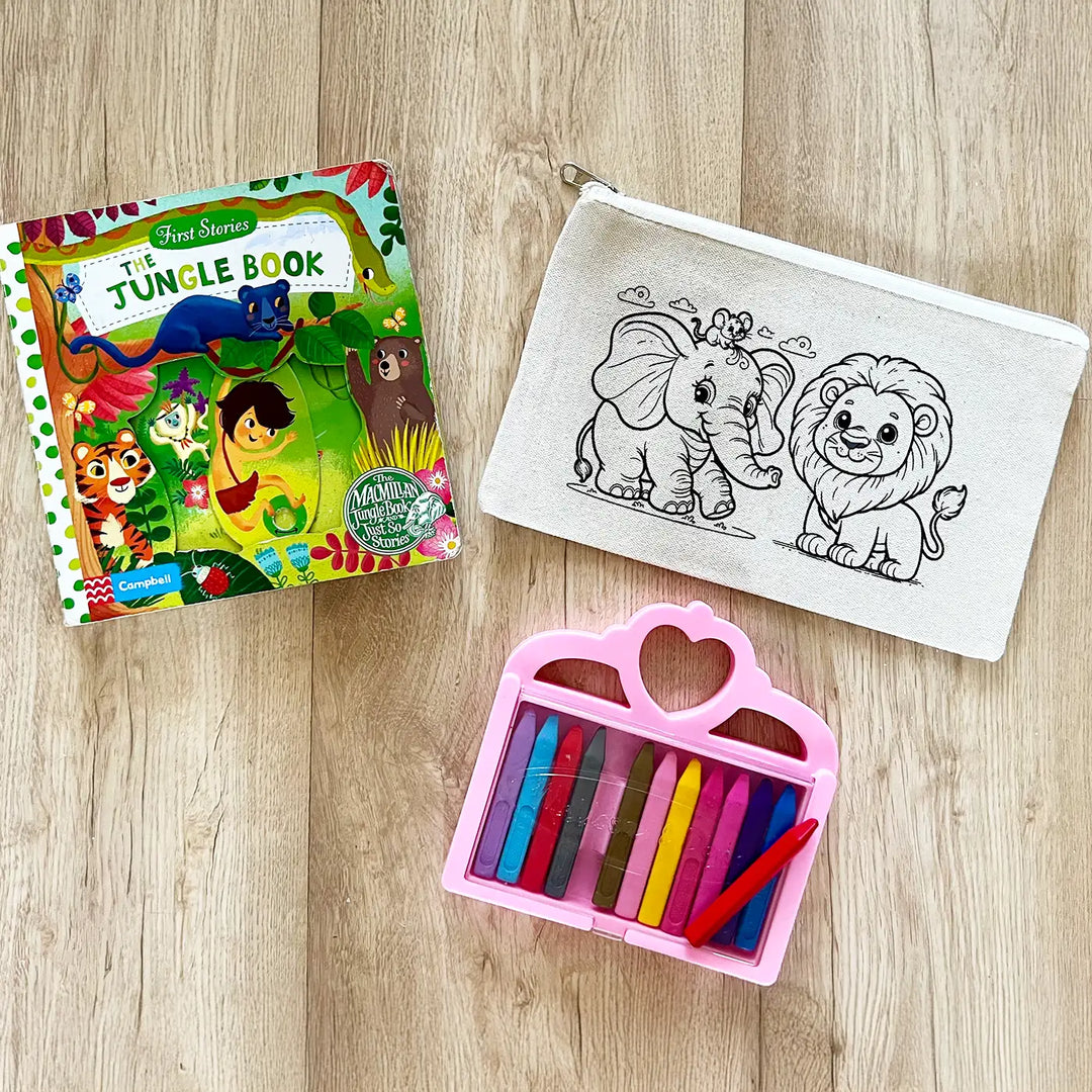 DIY Colour It Yourself Elephant & Lion Cotton Pouch For Kids