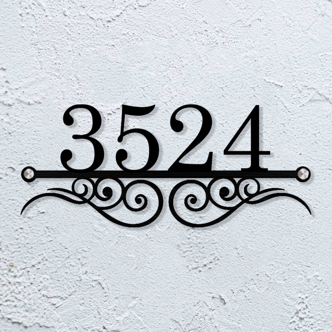 Personalized Laser Cut Elegant Design Steel Name Plate 20 - Front View Mounted on Wall